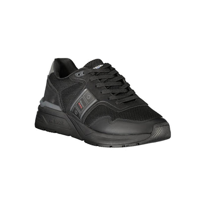 Blauer Black Polyester Mens Sneaker with sleek design and contrasting details, featuring a prominent Blauer logo for modern urban style.
