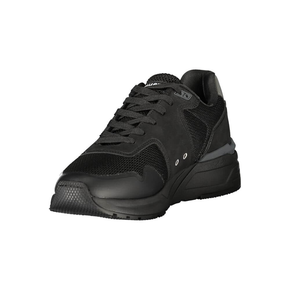 Blauer Black Polyester Mens Sneaker with sleek design and bold logo, ideal for urban style and performance.