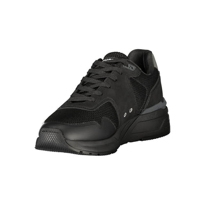 Blauer Black Polyester Mens Sneaker with sleek design and bold logo, ideal for urban style and performance.
