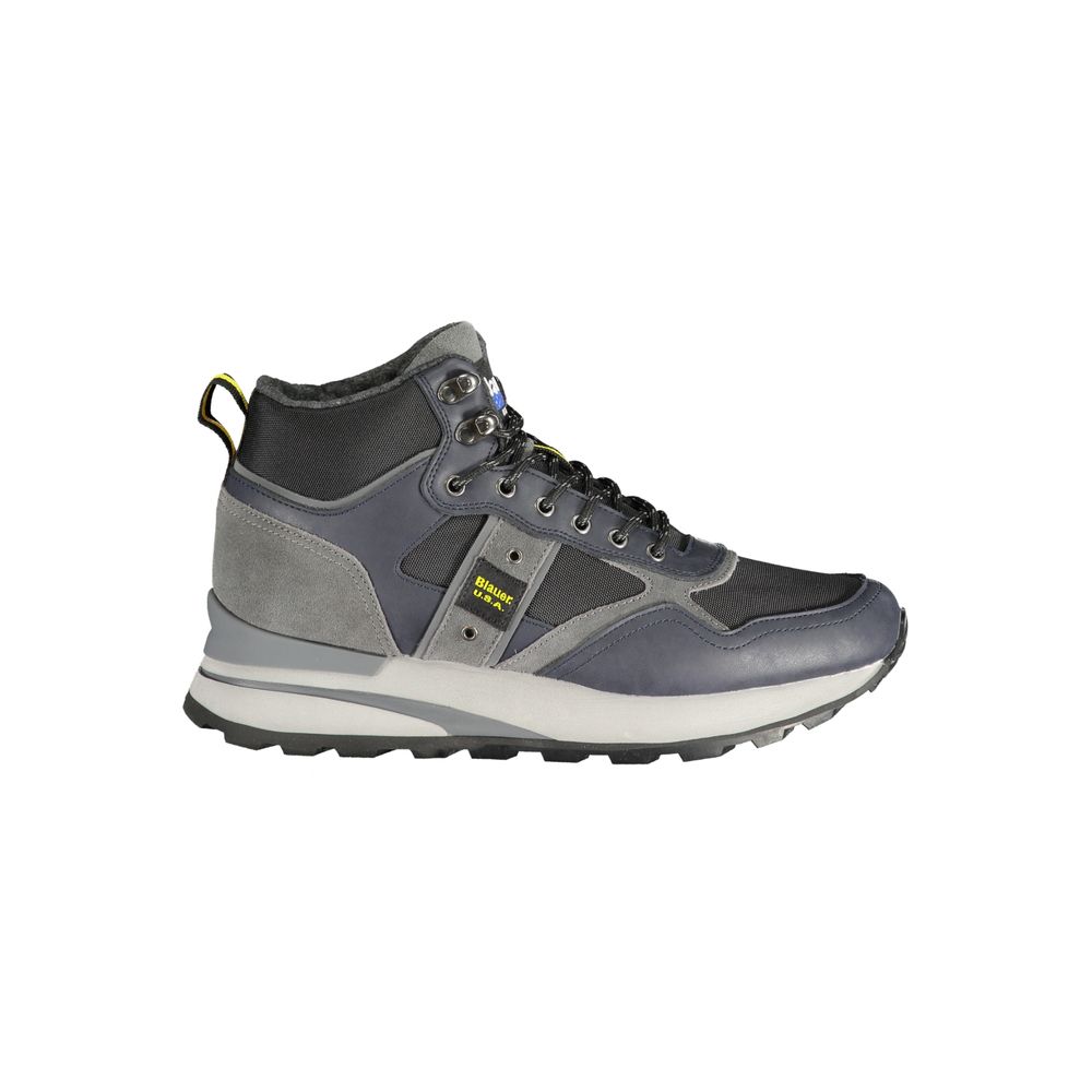 Blauer Blue Leather Men Sneaker with contrasting details and removable footbed, ideal for streetwear style and comfort.