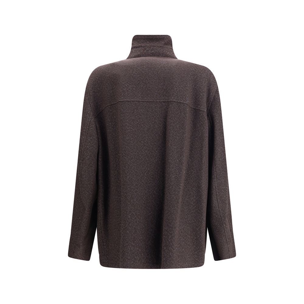 Back view of Brunello Cucinelli Brown Cashmere Coat showcasing regular fit and high-quality craftsmanship.