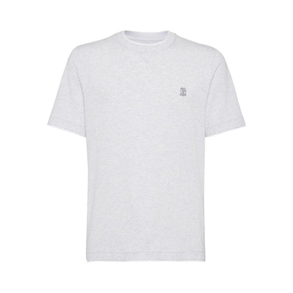 Brunello Cucinelli Cotton jersey crew neck T-shirt with logo and faux-layering Topwear
