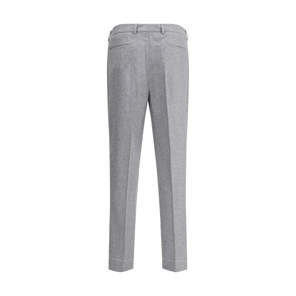 Back view of Brunello Cucinelli Gray Cashmere Casual Pants showcasing elegant design and tapered leg fit.