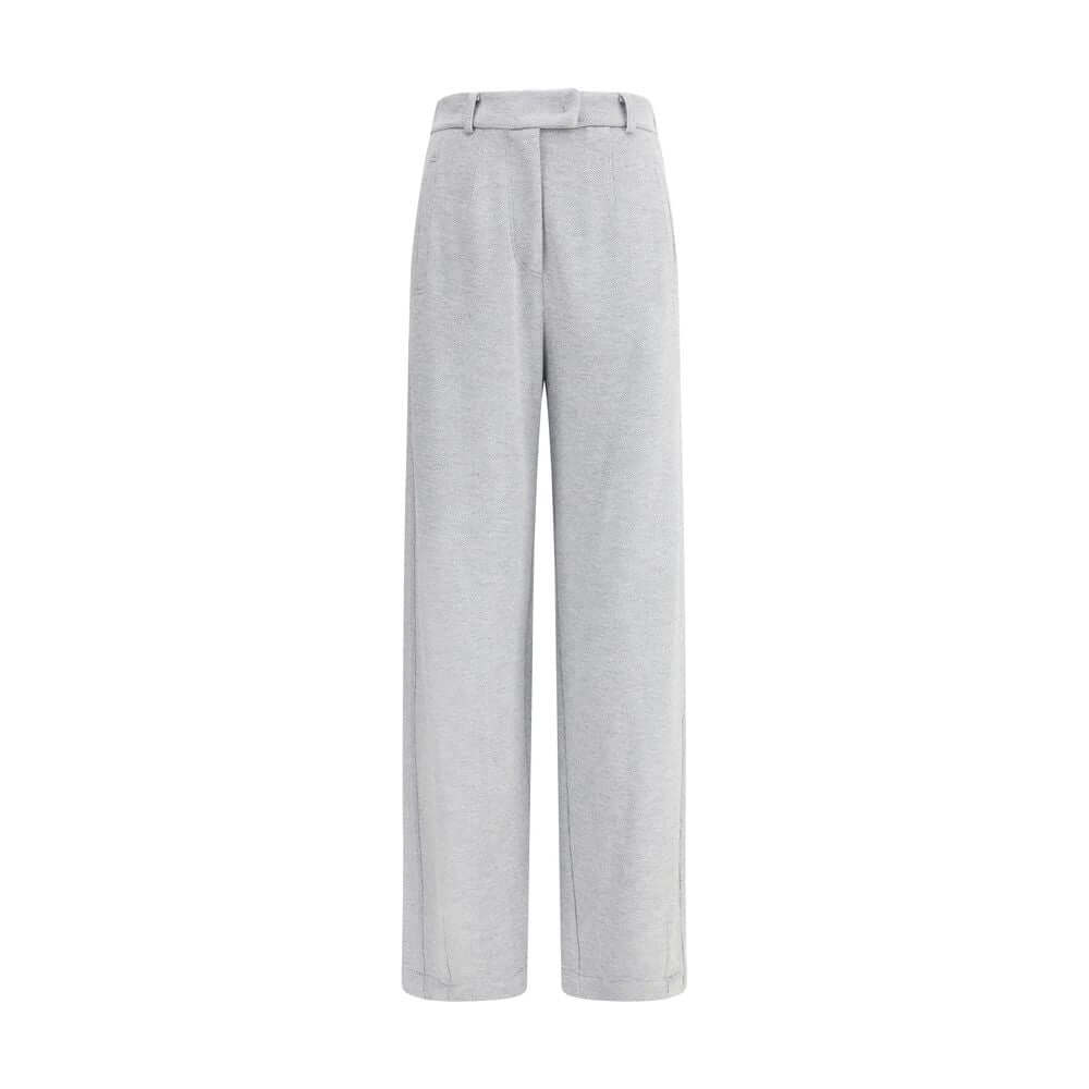 Brunello Cucinelli Gray Cotton Casual Pants with straight-leg silhouette, front zipper, and pockets, elegant sportswear for AW25.