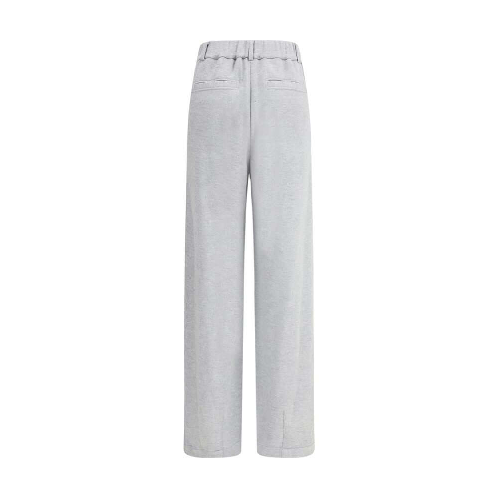 Brunello Cucinelli Gray Cotton Casual Pants back view with welt pockets