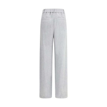 Brunello Cucinelli Gray Cotton Casual Pants back view with welt pockets