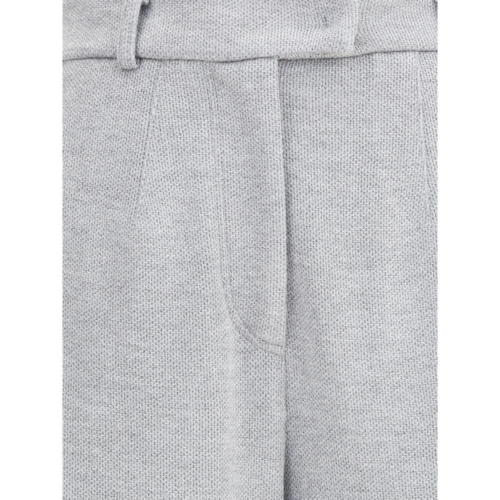 Brunello Cucinelli Gray Cotton Casual Pants with front zipper and belt loops, showcasing elegant sportswear design.