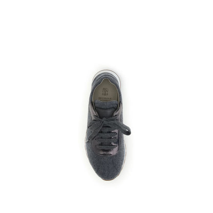 Brunello Cucinelli Gray Fleece Wool Athletic Sneakers