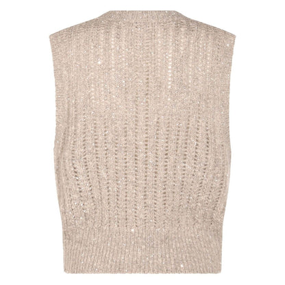 Brunello Cucinelli Natural Knitted Crewneck Vest Topwear