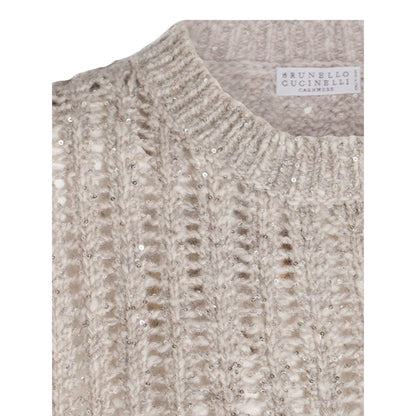 Brunello Cucinelli Natural Knitted Crewneck Vest Topwear