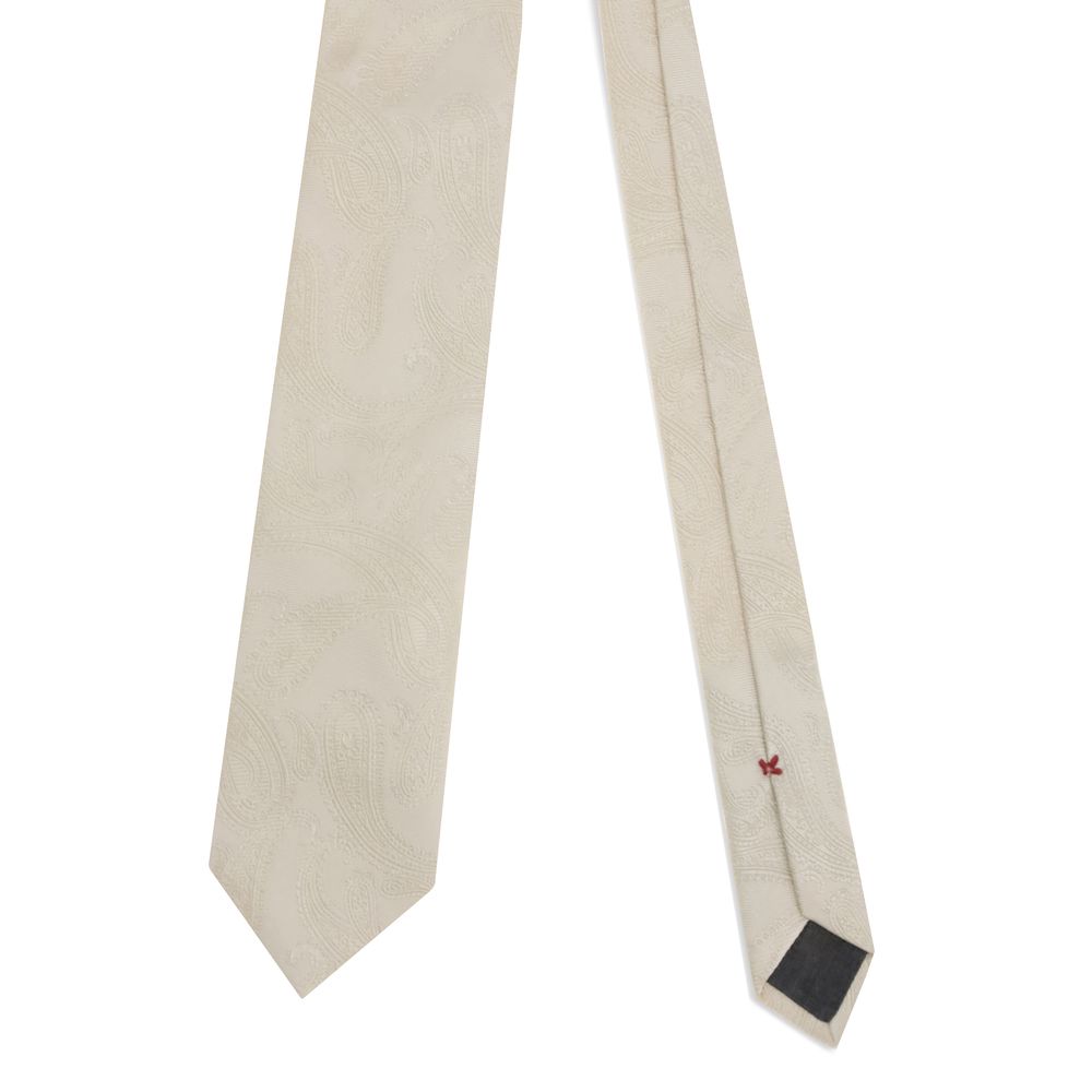Brunello Cucinelli Paisley Tie crafted in 100% silk with a subtle paisley pattern, perfect for classic menswear looks.