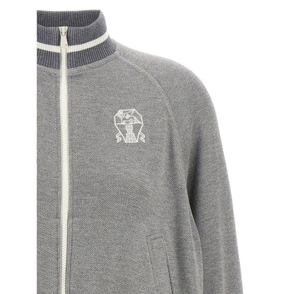 Brunello Cucinelli Ribbed-collar zip-up cardigan Topwear