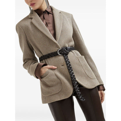 Brunello Cucinelli Sparkling cotton and viscose English rib knit blazer with monili Jackets