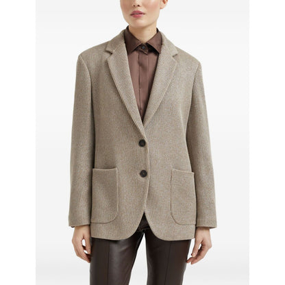 Brunello Cucinelli Sparkling cotton and viscose English rib knit blazer with monili Jackets