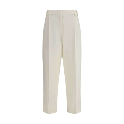 Brunello Cucinelli White Cotton Chino Pants, straight-leg, cropped ankle, elegant men's wear classic, 100% cotton, AW25 collection