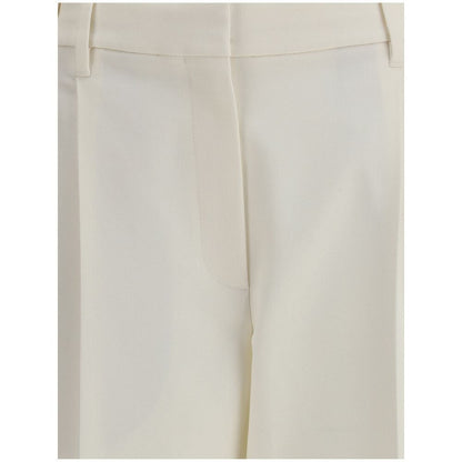 Brunello Cucinelli White Cotton Chino Pants with cropped ankle length and straight leg silhouette.