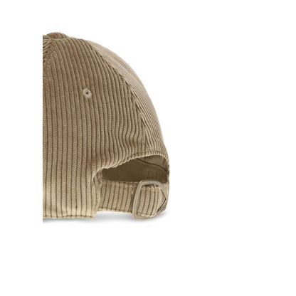 Back view of Burberry Beige Cotton Cap (Baseball Hat) showing corduroy texture and adjustable buckle closure.