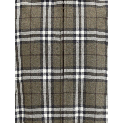 Close-up of Burberry Green Wool Bomber check pattern fabric.