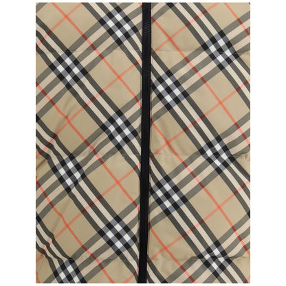Burberry Multicolor Polyamide Clothing Check Down Jacket with reversible design and iconic Burberry Check pattern, zipper closure visible.