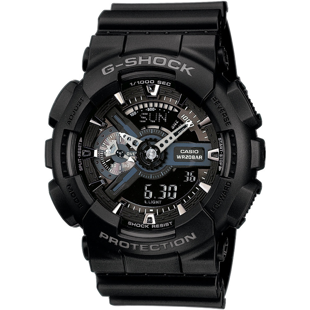 CASIO G-SHOCK Mod. GS-BASIC - BLACK resin wristwatch with 20 ATM water resistance, multifunction quartz movement, mineral dial.