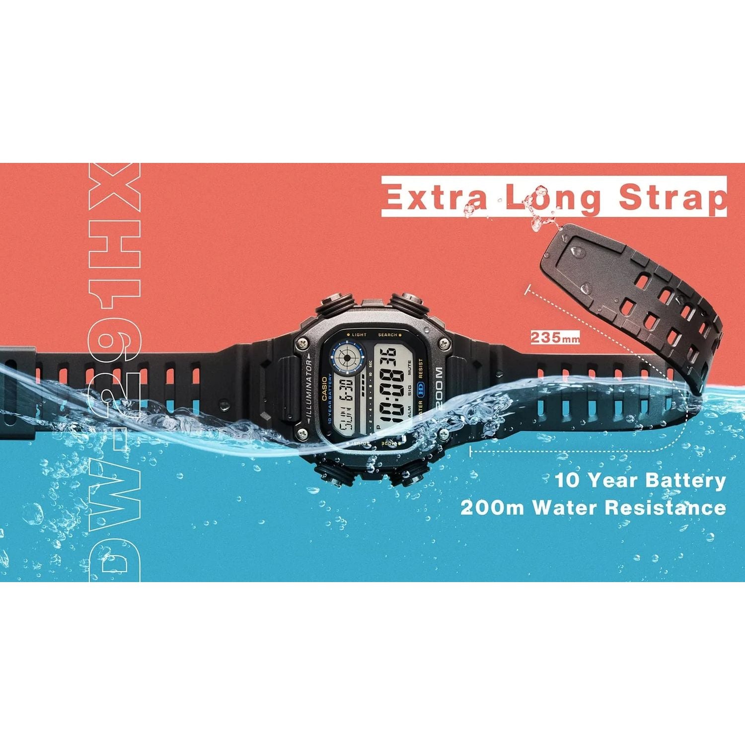 CASIO SPORT Mod. ILLUMINATOR DIVER 200M. 10 YEARS BATTERY - XL STRAP