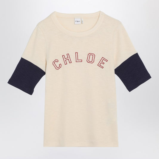 Chloé Wool and cotton T-shirt with logo