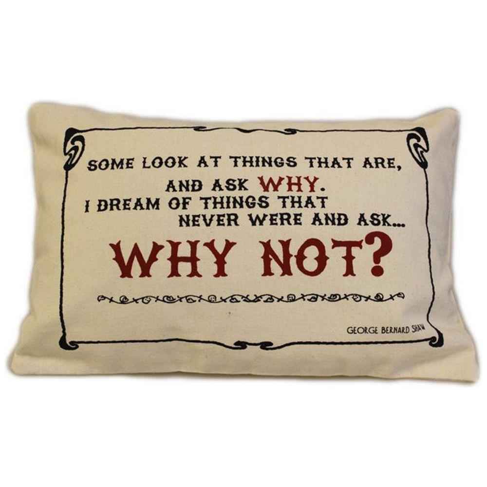 CUSCINI LETTERARI - Copricuscino in Juta lavata / Cotton pillow case WHY NOT - Size 38x25cm SLEEP-C-05