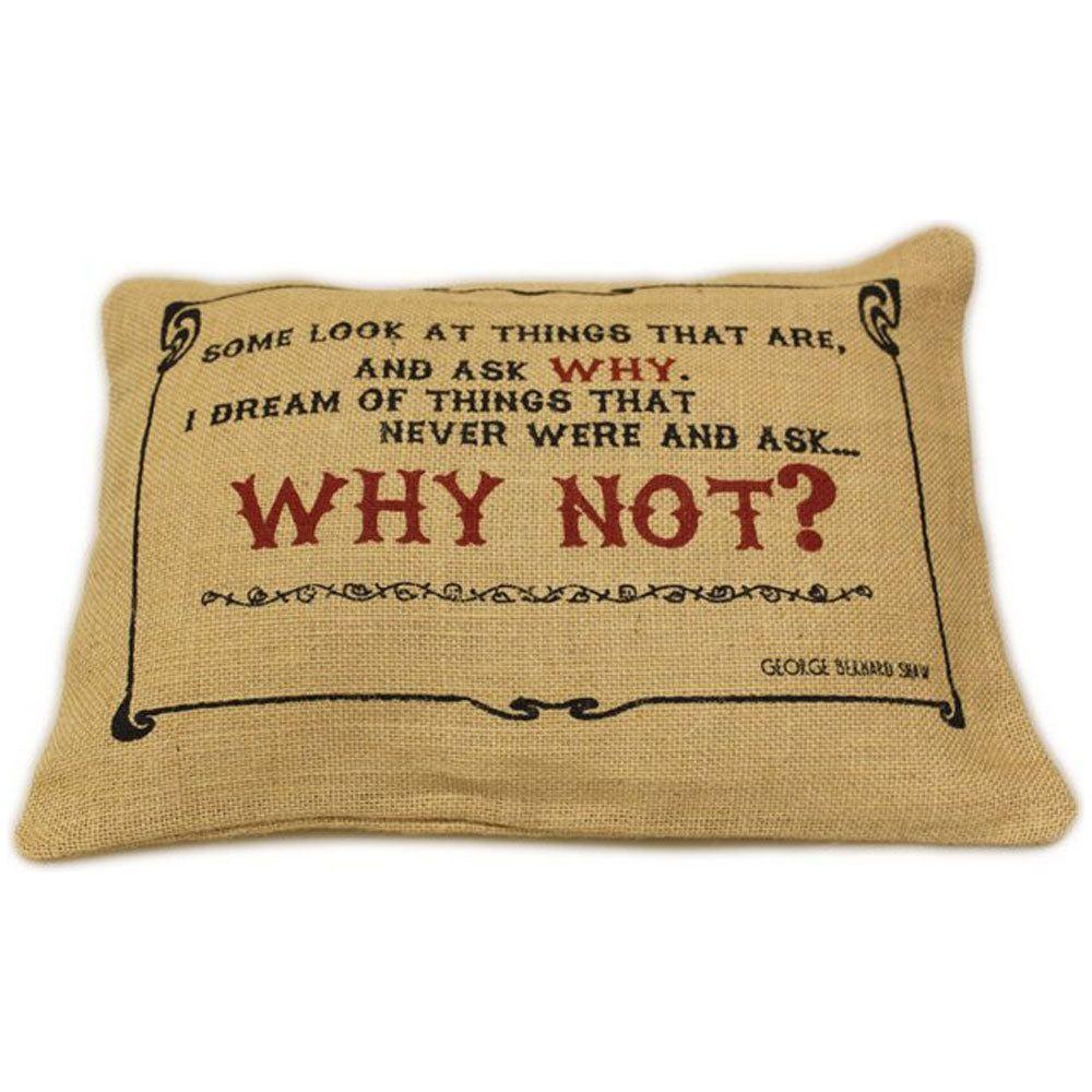 CUSCINI LETTERARI - Copricuscino in Juta lavata / Juta washed pillow case WHY NOT - Size 38x25cm SLEEP-J-05