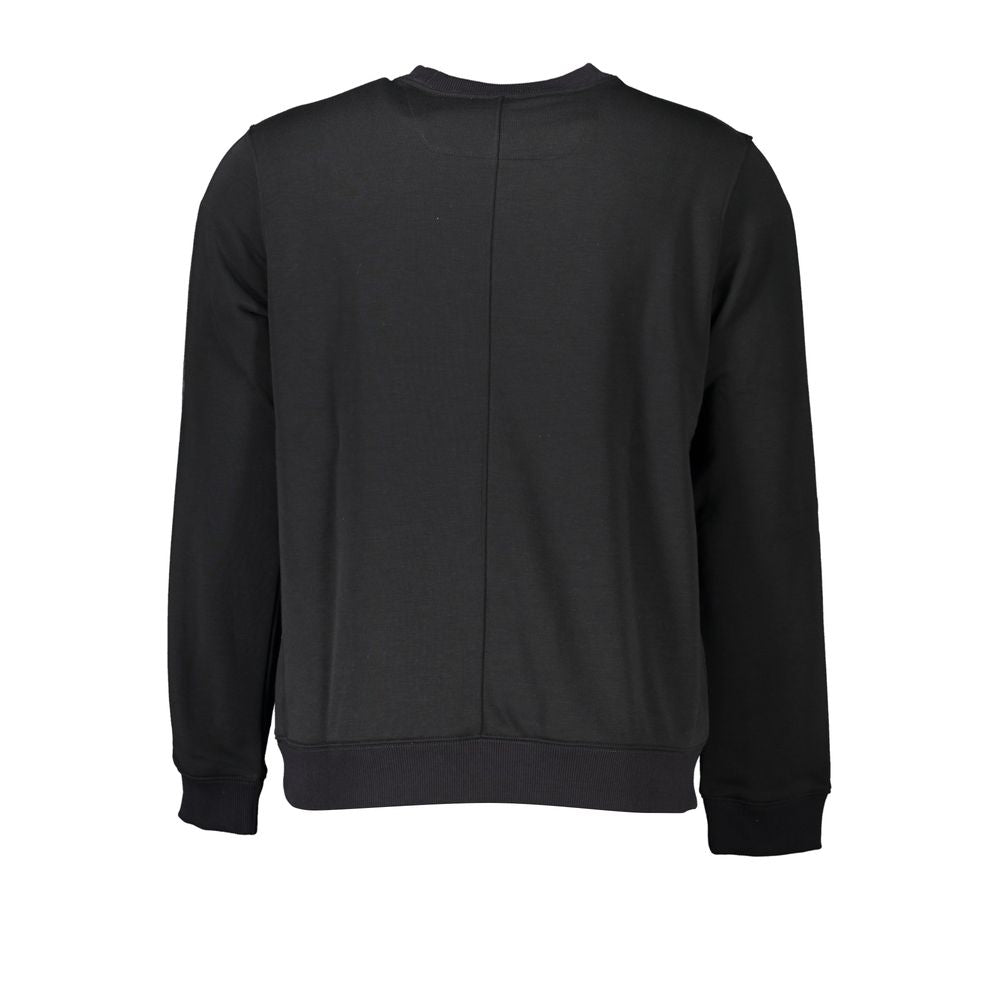 Back view of a Calvin Klein Black Polyester Men Sweater showcasing its sleek design, perfect for casual style and cooler nights.