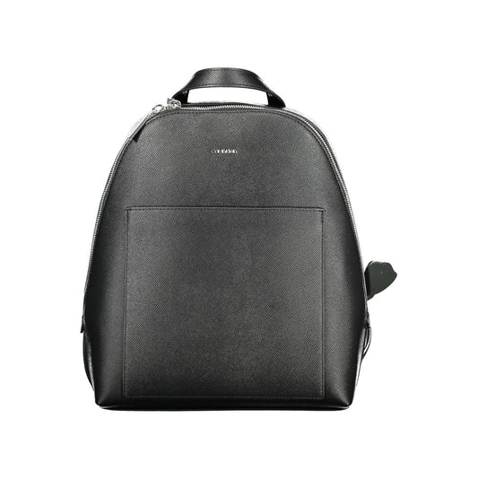 Calvin Klein Black Polyethylene Backpack with 1 handle, adjustable straps, external and internal pockets, zip closure, and logo