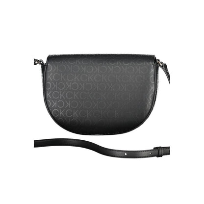 Calvin Klein Black Polyethylene Handbag with adjustable strap, internal card pocket, contrasting details, and magnet closure