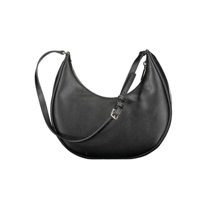 Alt Tag: Calvin Klein Black Recycled Polyester Women Handbag with sleek design and adjustable shoulder strap.