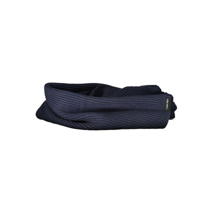 Calvin Klein Blue Cotton Scarf, 30x160 cm with logo, elegant accessory for all seasons.