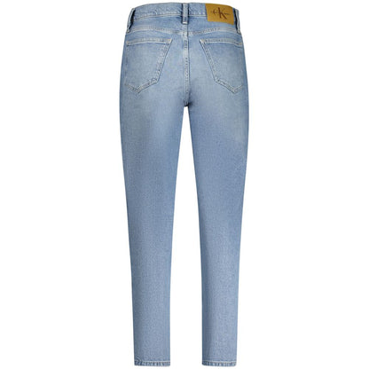 Calvin Klein Blue Cotton Women Jean, stylish back view showcasing washed effect and classic design, perfect for fashion-forward wearers.
