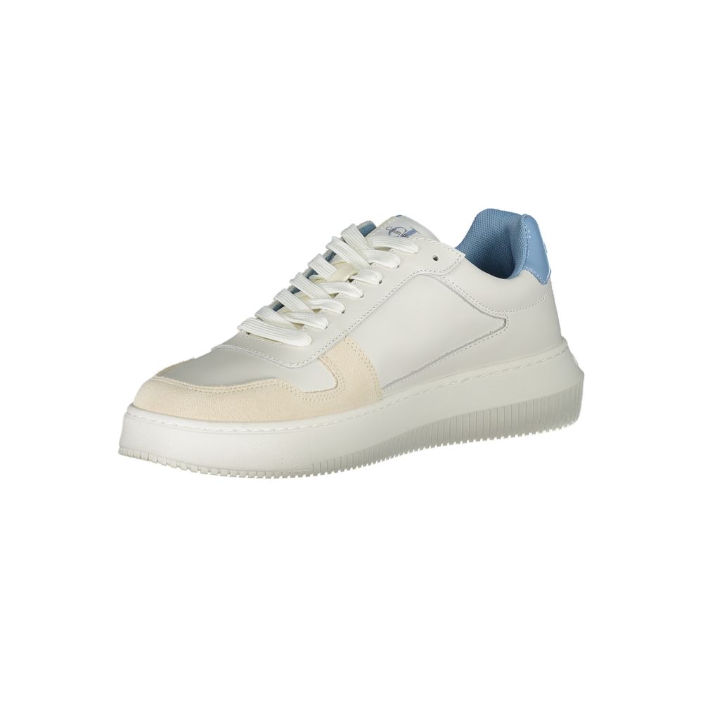 Calvin Klein Eco-Conscious Sneakers with Contrasting Details, featuring bold print and recycled materials for sustainable style.