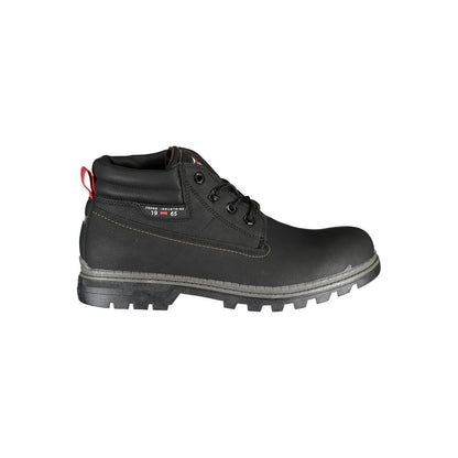 Carrera Black Polyester Ankle boot with laces, contrast details, and logo on the side view.