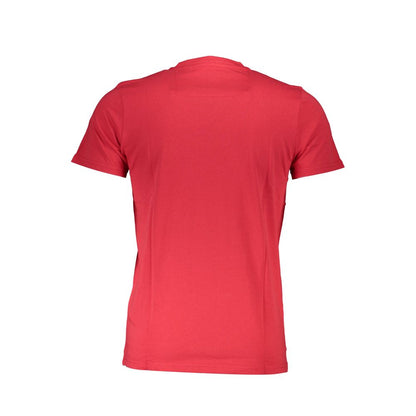 Cavalli Class Red Cotton Men TShirt back view showing vibrant color and quality fabric