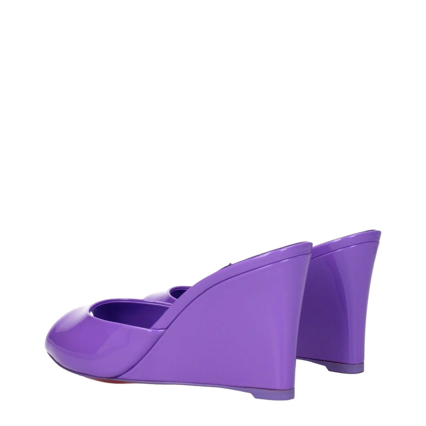Christian Louboutin Purple Leather Wedge Sandals with open toe and 9.5 cm wedge heel.