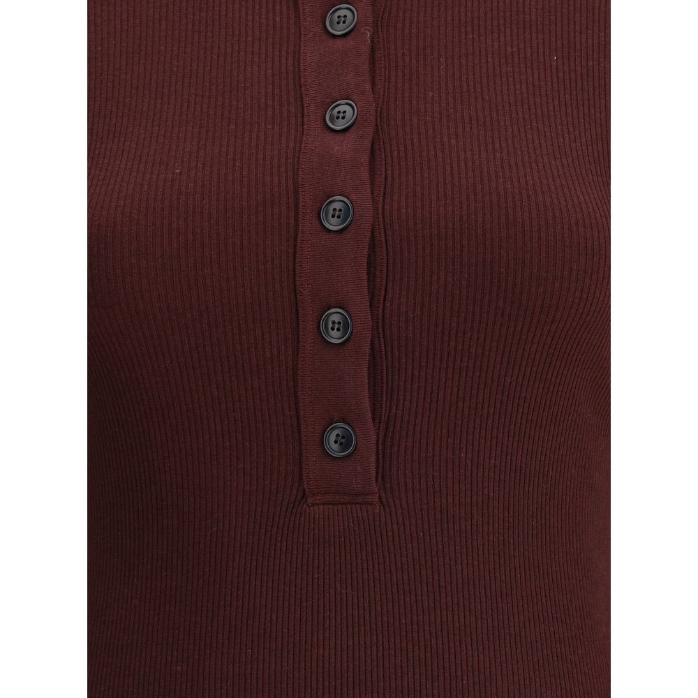 Citizens of Humanity Bordeaux Cotton Top with ribbed design and front button closure, slim fit, autumn-winter essential fashion.