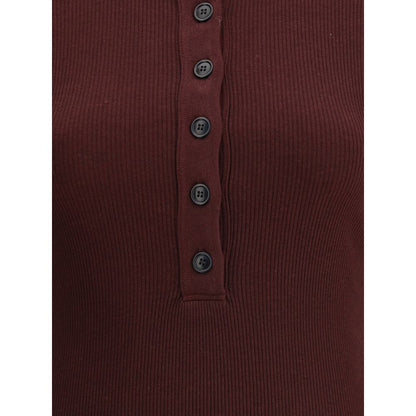 Citizens of Humanity Bordeaux Cotton Top with ribbed design and front button closure, slim fit, autumn-winter essential fashion.