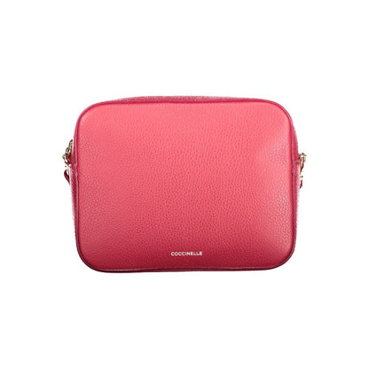 Coccinelle Red Leather Women Handbag with adjustable strap and zip closure, showcasing chic sophistication and luxury design.