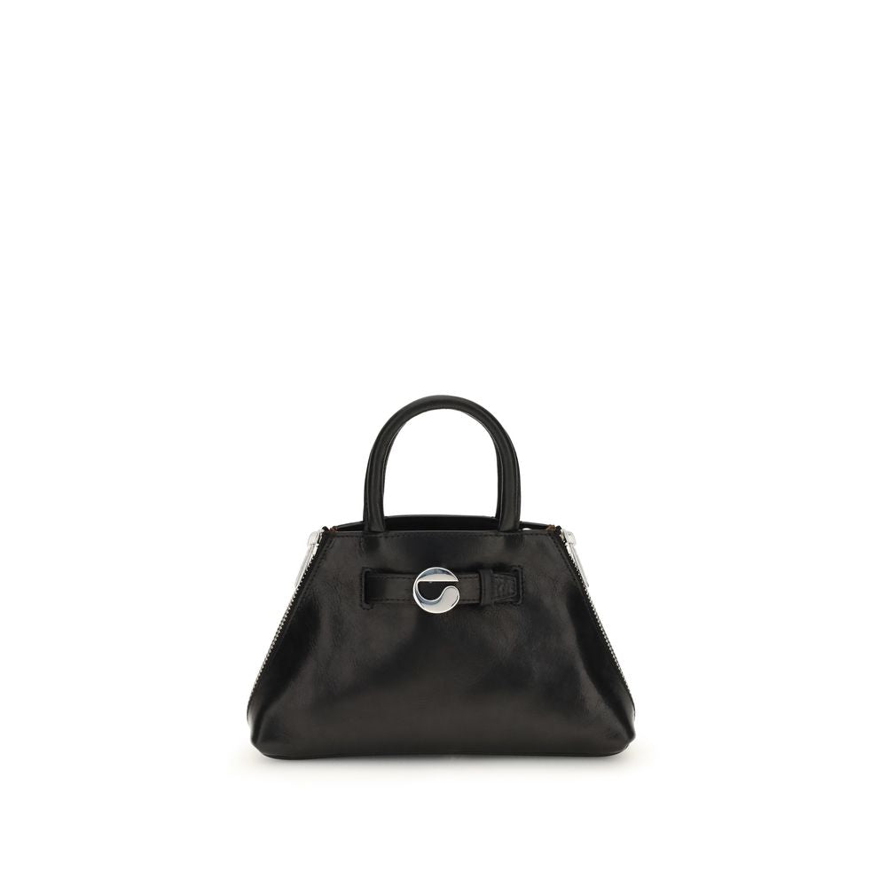 Coperni Black Calf Leather Bos Taurus Shoulder Bag with detachable strap and compact design.