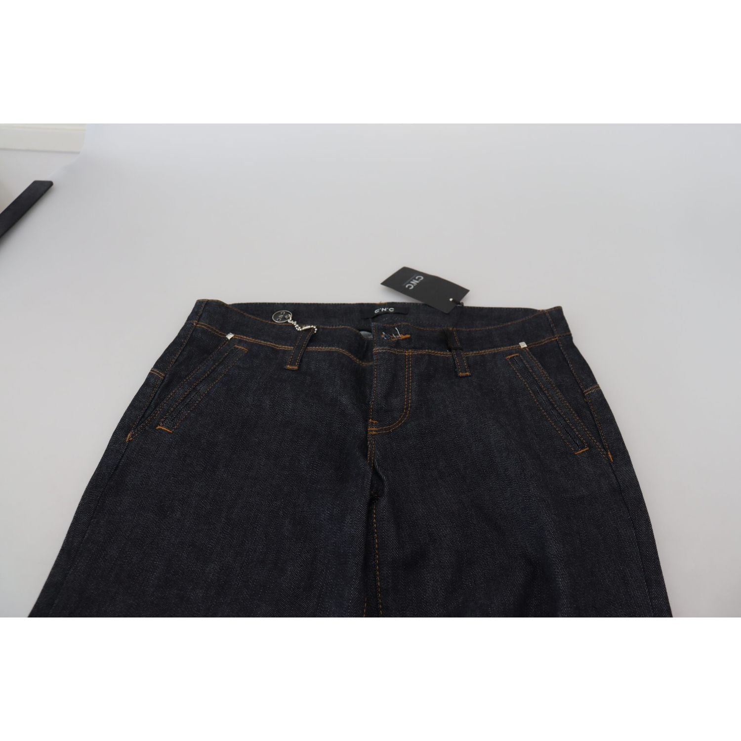 Costume National Blue Low Waist Straight Denim Pants Jeans