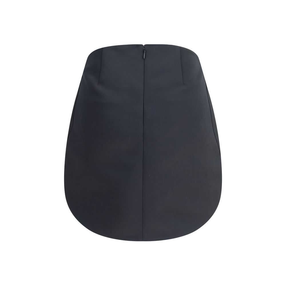 Courrèges Black Polyester Mini Skirt with zip closure and front welt pockets, showcasing modern design and rounded hem.