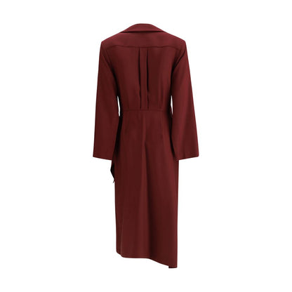 Back view of Crida Milano Bordeaux Silk Casual Dress with elegant wrap design.