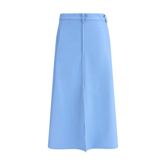 Crida Milano Light Blue Wool Midi Skirt with central pleats and graphic design, ideal for a refined and contemporary look.