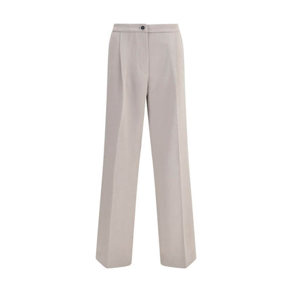 Cruna Beige Polyester Casual Pants with wide leg, front zip, button fastening, side slash pockets, and versatile silhouette for AW25.