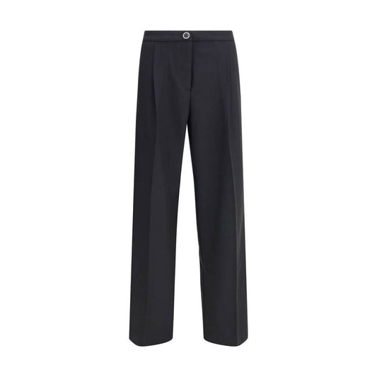Cruna Black Polyester Casual Pants with wide leg, modern silhouette, versatile for refined or casual looks, featuring front zip and button.