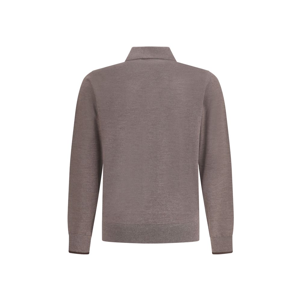 Back view of Cruna Gray Wool Sweatshirt, featuring a ribbed collar and cuffs, perfect for a refined yet comfortable look for AW25.