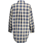 Back view of Desigual Blue Cotton Shirt with long sleeves, Italian collar, button cuffs, pocket, and logo detailing.